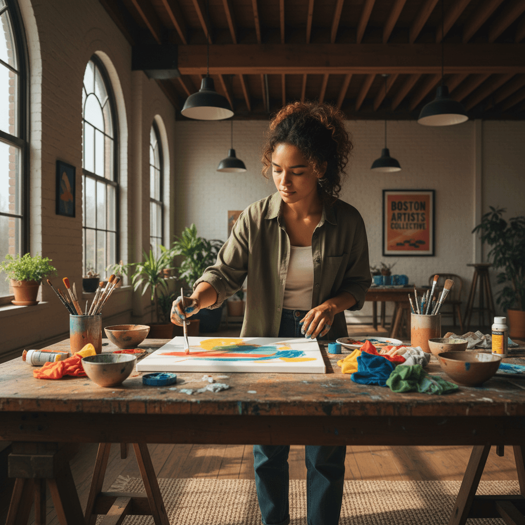 Young person participating in a creative workshop activity