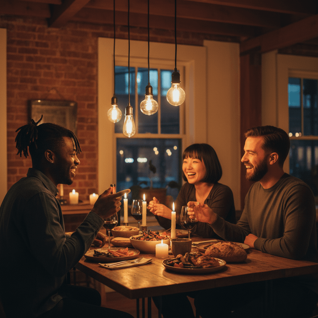 Teens sharing a meal and conversation at Finding the Way