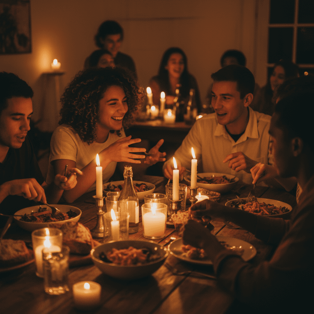 Young adults sharing a meal and building connections