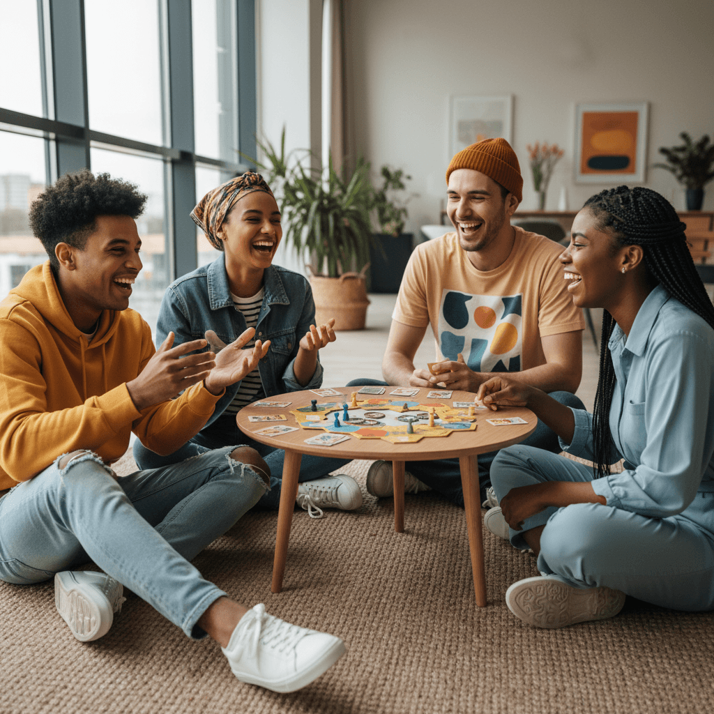 Group of young adults engaged in an activity together